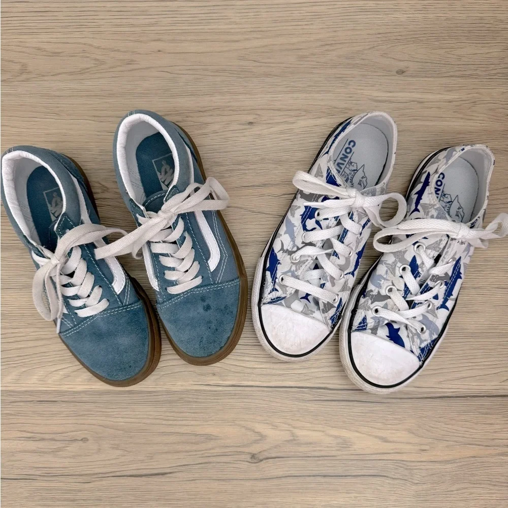 Vans Old Skool + Converse Shark Print Boys Sneaker Bundle Skater Y2K